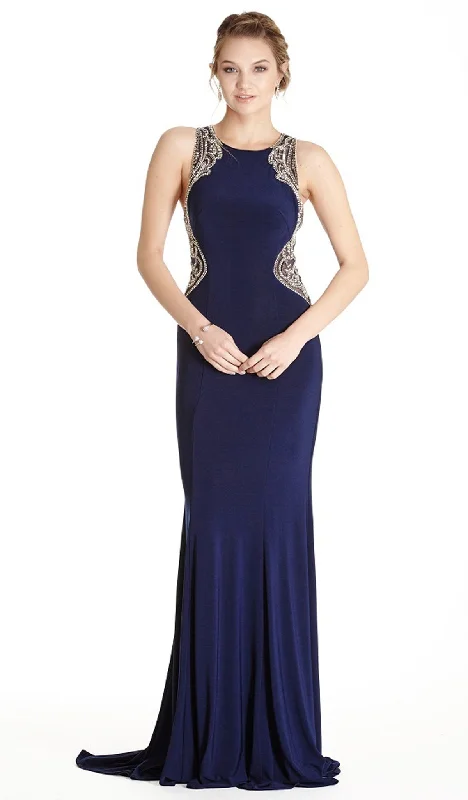 Aspeed Design - Embellished Jewel Neck Sheath Evening Dress Shein party dresses