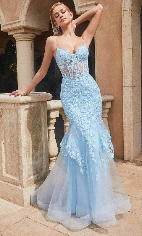 Ladivine 9316 - Sleeveless Sheer Corset Embroidered Prom Gown Sexy party dresses