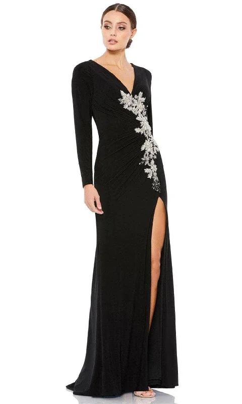 Mac Duggal 12453 - Long Sleeve Appliqued Evening Dress Chiffon party dresses