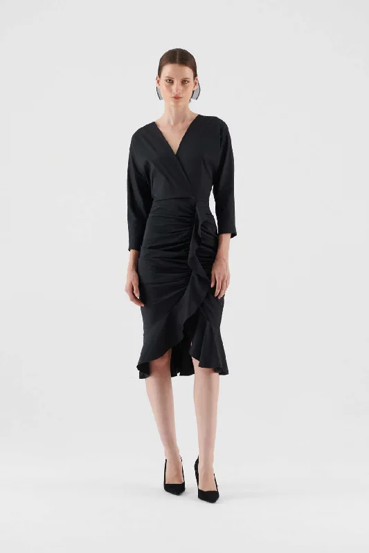 Asymmetrical Evening Dress Black Office unclassified dresses