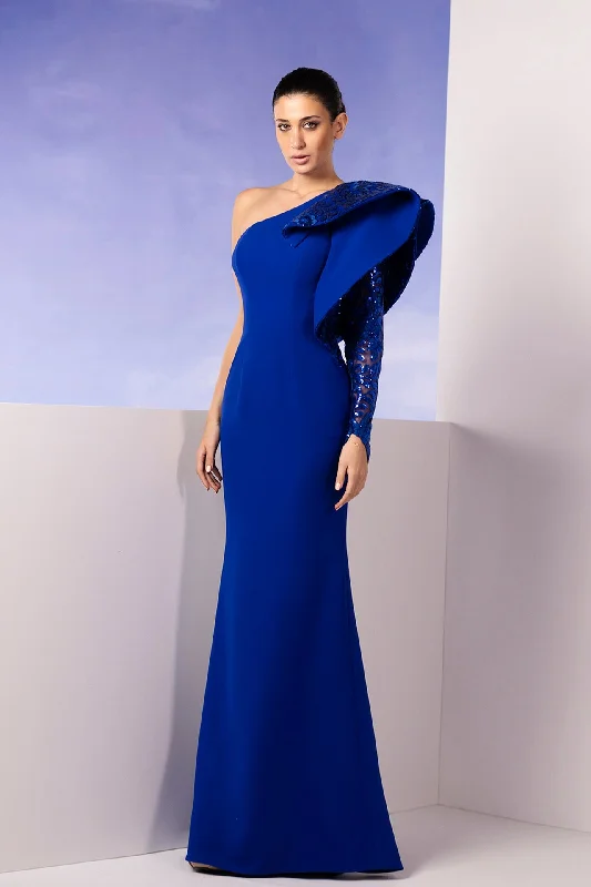 Asymmetrical neckline one sleeve gown Elegant evening unclassified dresses