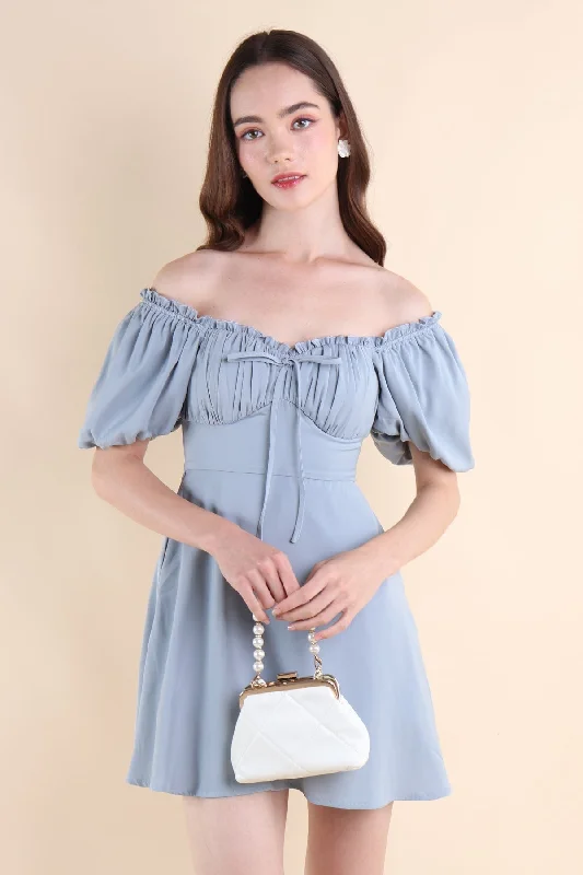 AUBREY PUFF SLEEVE DRESS IN CORNFLOWER BLUE Sleeveless unclassified dresses