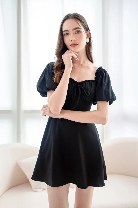 AUBREY PUFF SLEEVE DRESS IN BLACK Holiday unclassified dresses