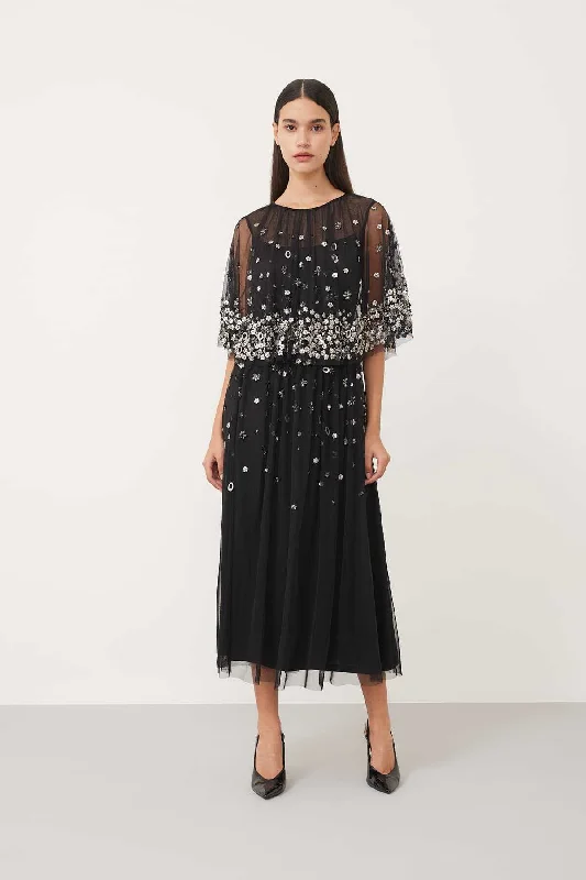 Bead Embroidered Dress Standard Color Velvet unclassified dresses