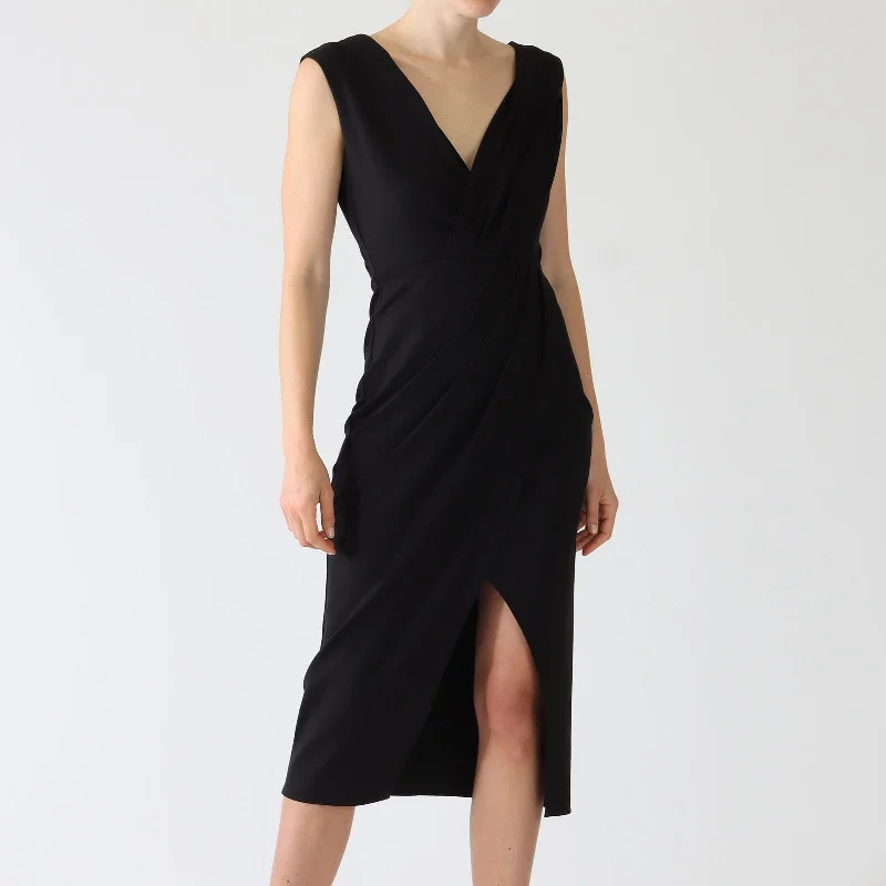 Black Hallie Wrap Dress Party unclassified dresses