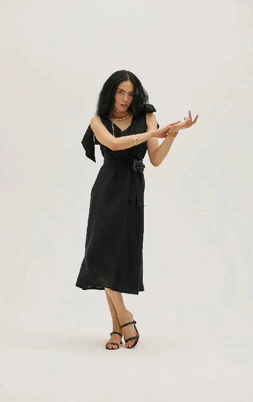 Black Serana Linen Dress Street style unclassified dresses
