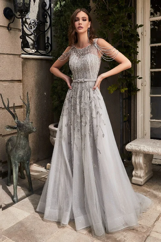 Captivating Elegance: Cinderella Divine's Shimmering A-Line Gown for Special Occasions Printed unclassified dresses