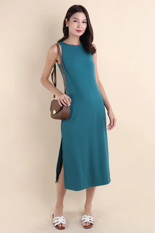 CHARM RACER SLIP DRESS IN TEAL Knitted unclassified dresses