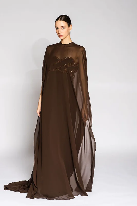 Crepe dress with chiffon cape Travel unclassified dresses