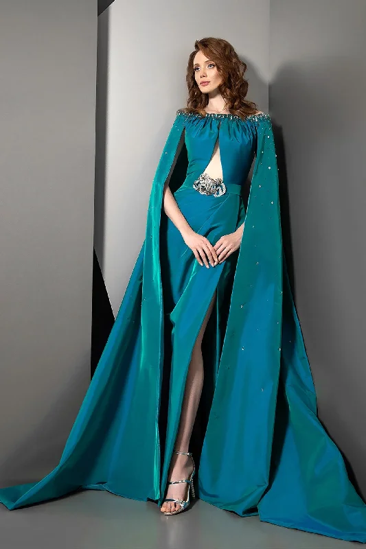 Cut out bodice cape sleeves gown Elegant unclassified dresses