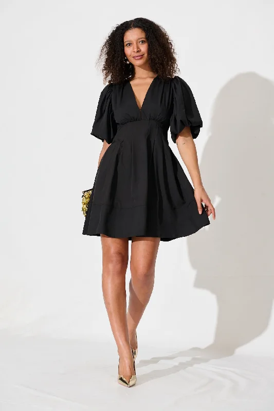 Daydream Dress In Black Satin unclassified dresses