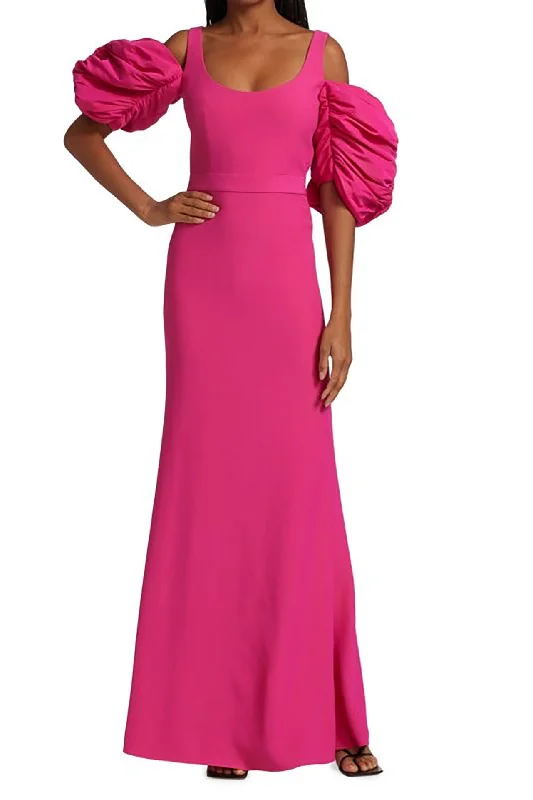 Draped puff sleeves gown Plus size unclassified dresses