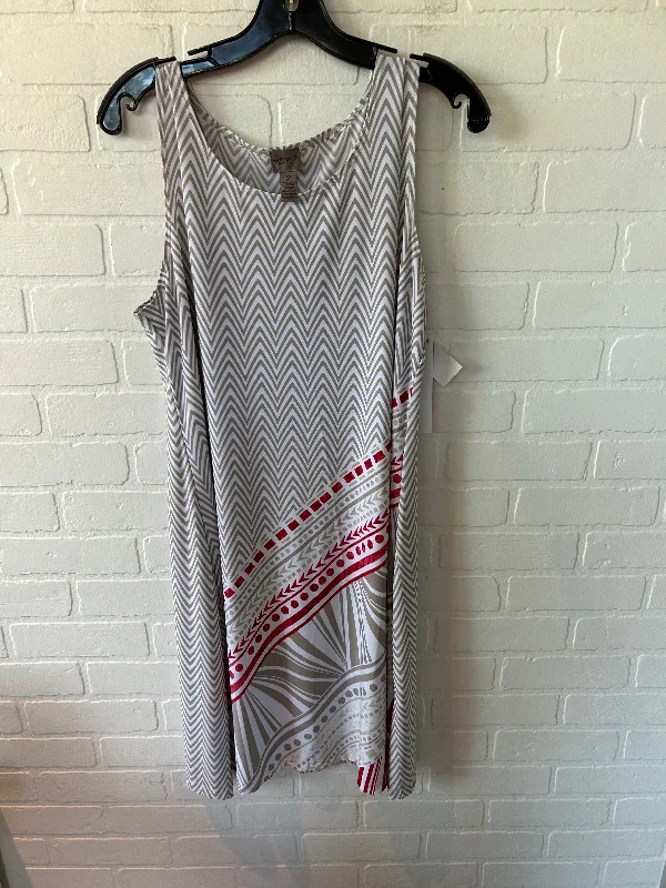 Dress Work By Chicos In Tan & White, Size: L Casual chic unclassified dresses