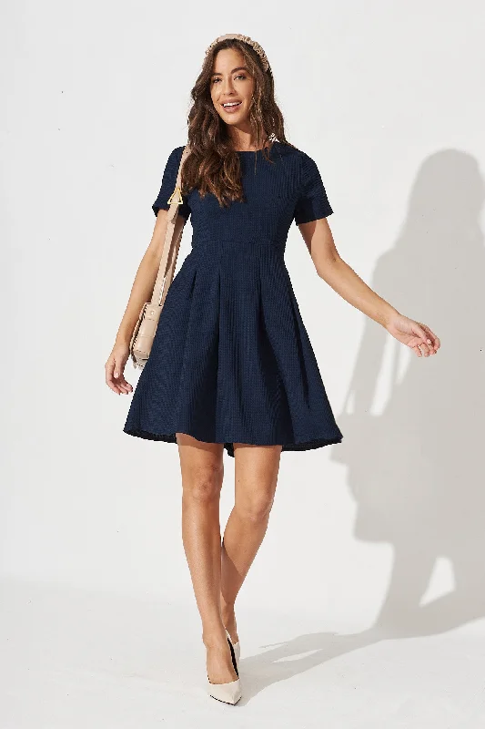 Elizabeth Dress In Textured Navy Tulle unclassified dresses