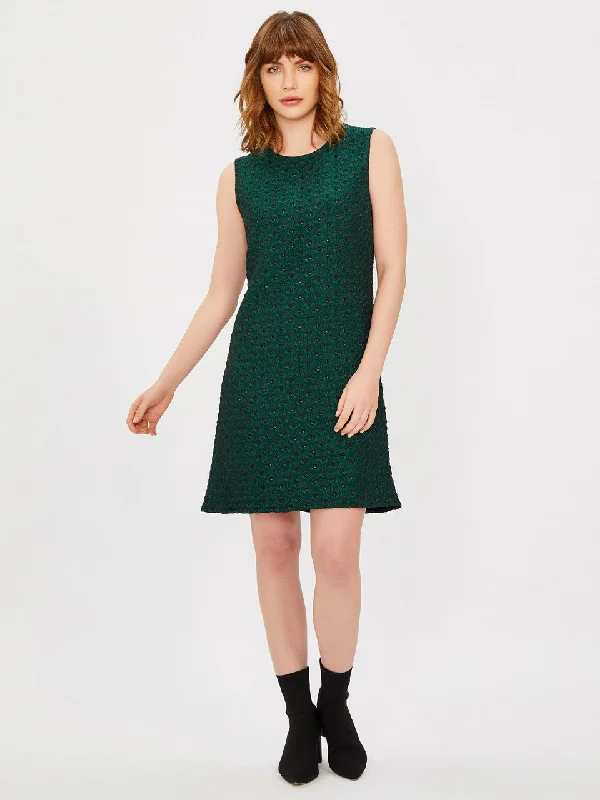 Green Sleeveless Glitter Jacquard Dress Stretchy unclassified dresses