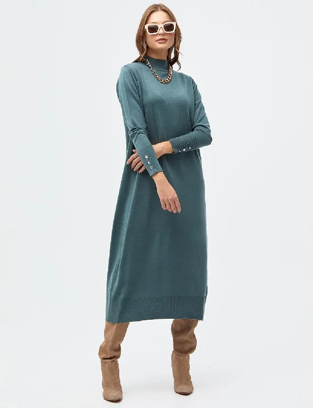 Half Turtleneck Knitwear Dress Mold Green Sexy unclassified dresses