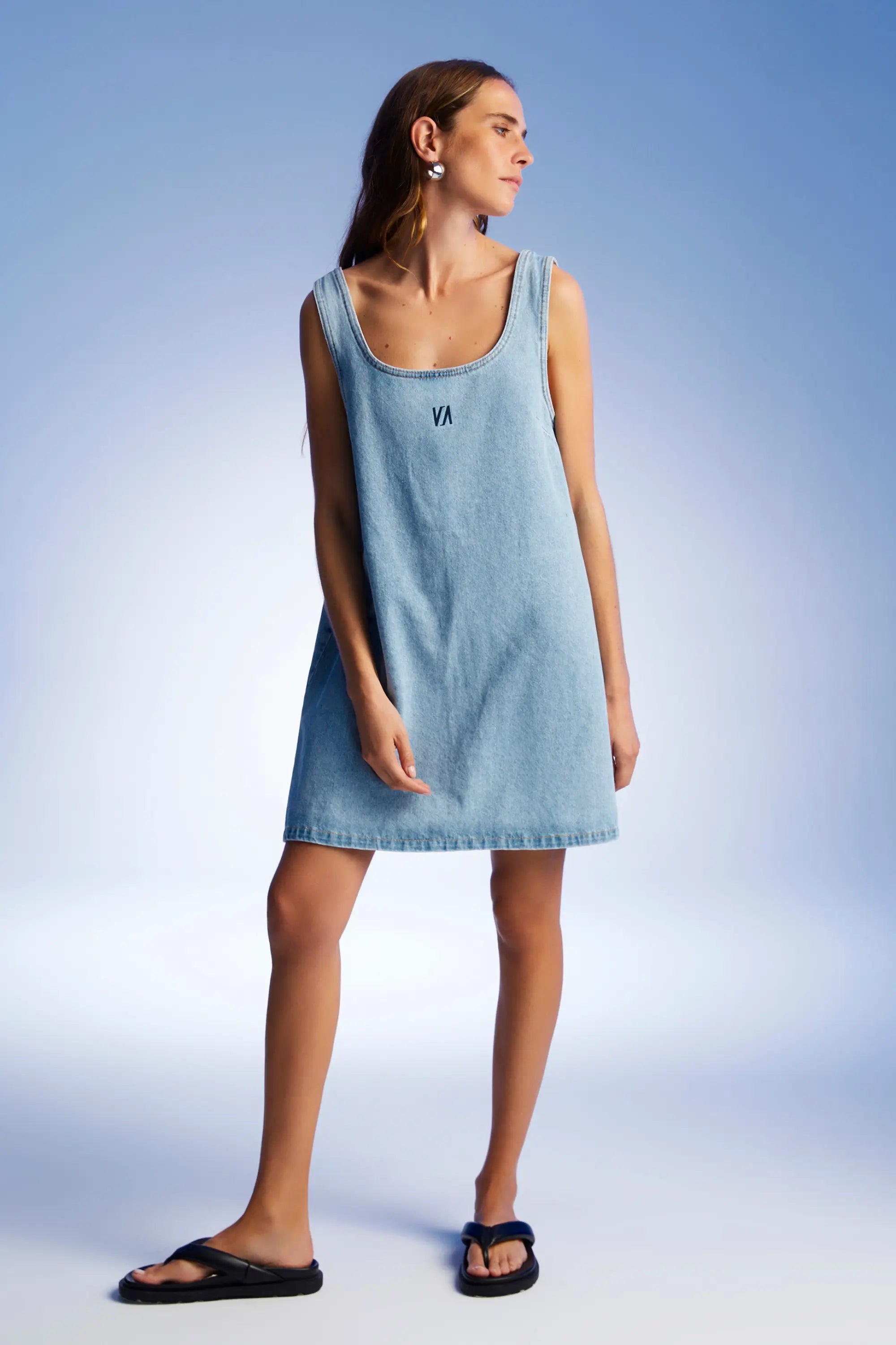 Jean Blue Dress with Thick Straps Stretchy unclassified dresses