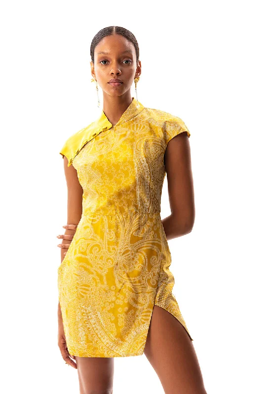 Sustainable Johona Cheongsam Dress Yellow Formal unclassified dresses