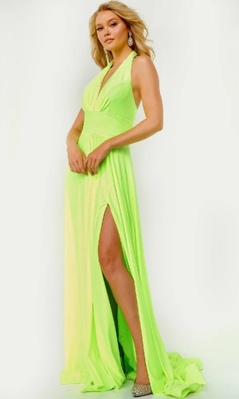 Lime Green Halter Prom Dress from JVN by Jovani Embroidered unclassified dresses