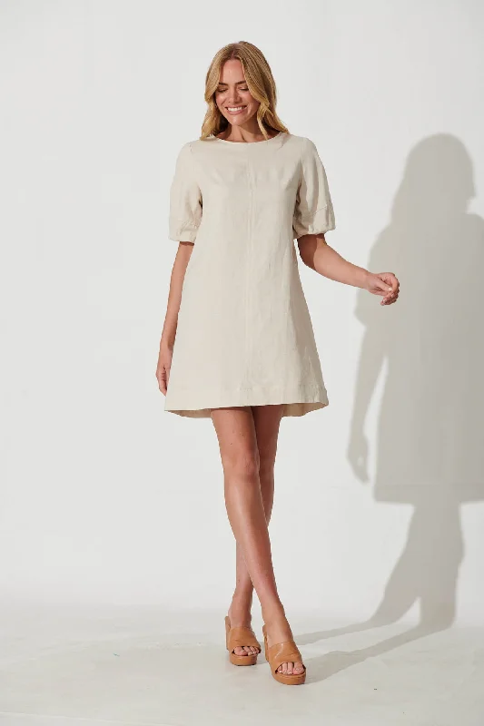 Kyoto Dress In Oatmeal Cotton Linen Street style unclassified dresses