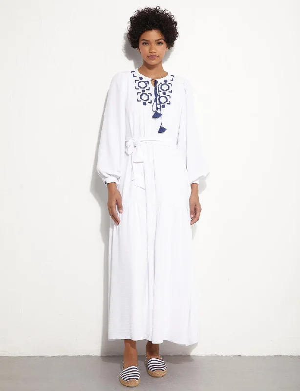 KYR Layer Detailed Embroidered Dress White Embroidered unclassified dresses