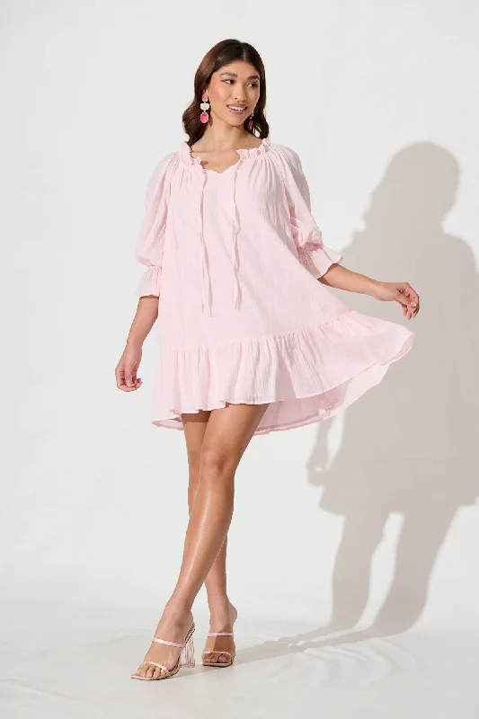 Livie Smock Dress In Blush Cotton Lounge unclassified dresses