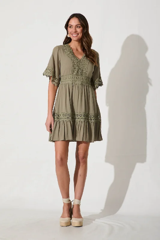 Macca Dress In Khaki Mesh unclassified dresses