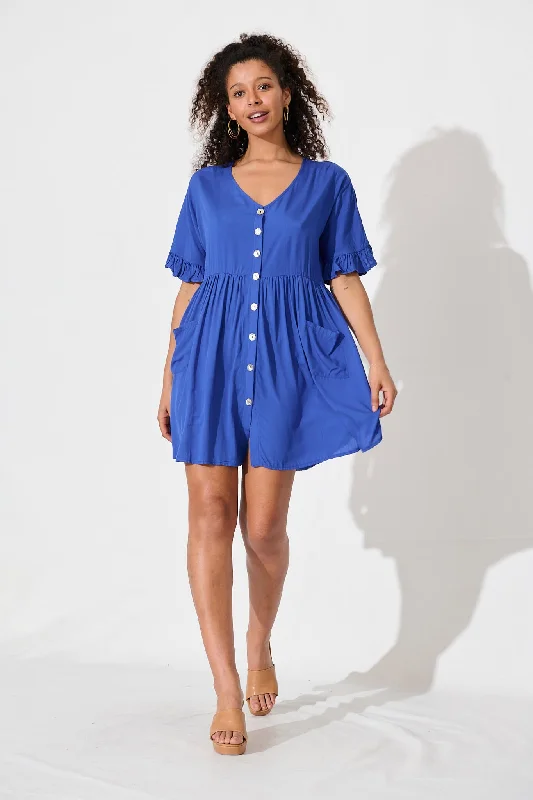 Maybank Smock Dress In Blue Monochrome unclassified dresses