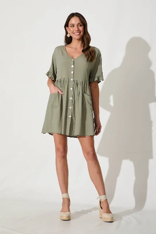 Maybank Smock Dress In Khaki Trendy new unclassified dresses