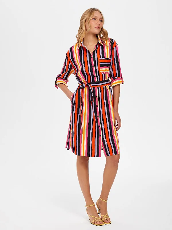 Multi Colored Striped Poplin Dress 66284 Best-selling unclassified dresses