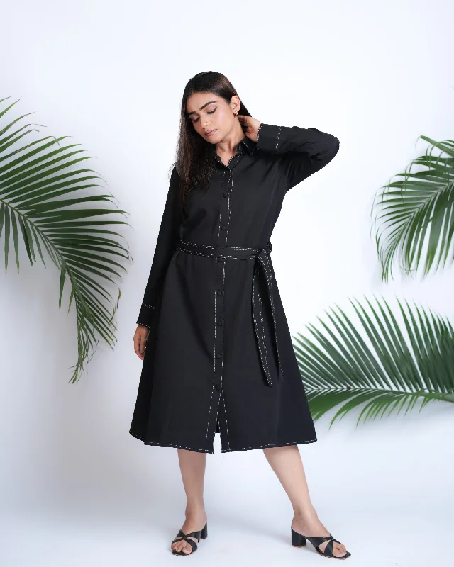 Noir Detailed Coat Style Dress Anniversary unclassified dresses