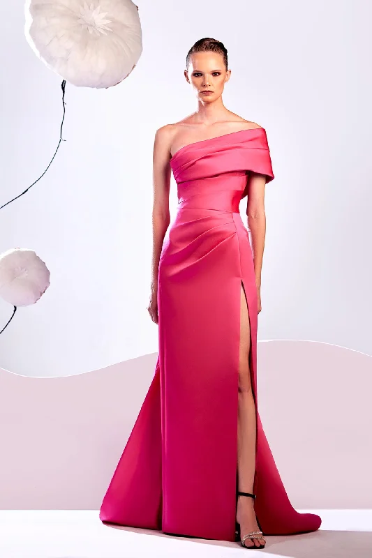 Off shoulder satin dress with train Satin unclassified dresses