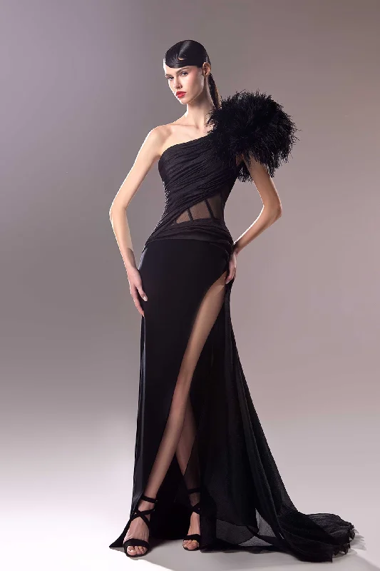 One shoulder draped corseted dress Cocktail unclassified dresses