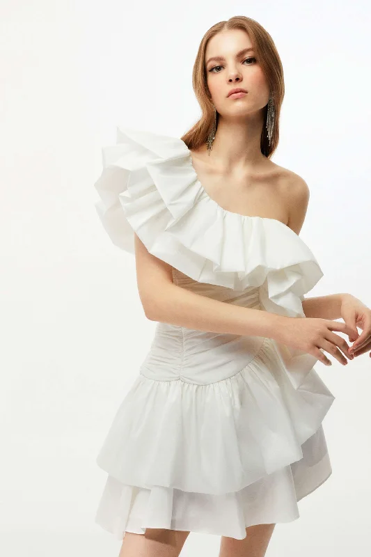 One Shoulder Draped Taffeta Dress Beach unclassified dresses