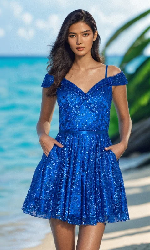 Cold-Shoulder Glitter Homecoming Dress 9198 Sequin unclassified dresses