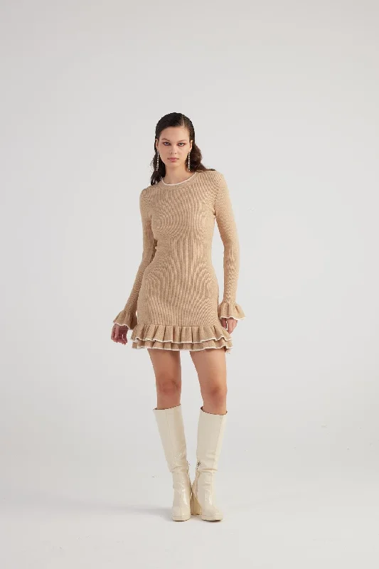 Rebeca Knitwear Dress Beige Sexy unclassified dresses