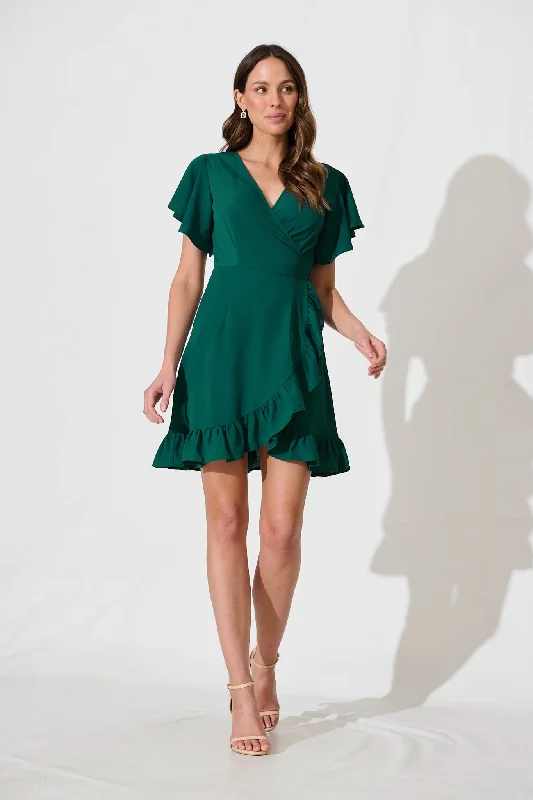 Relic Wrap Dress In Emerald Halter unclassified dresses