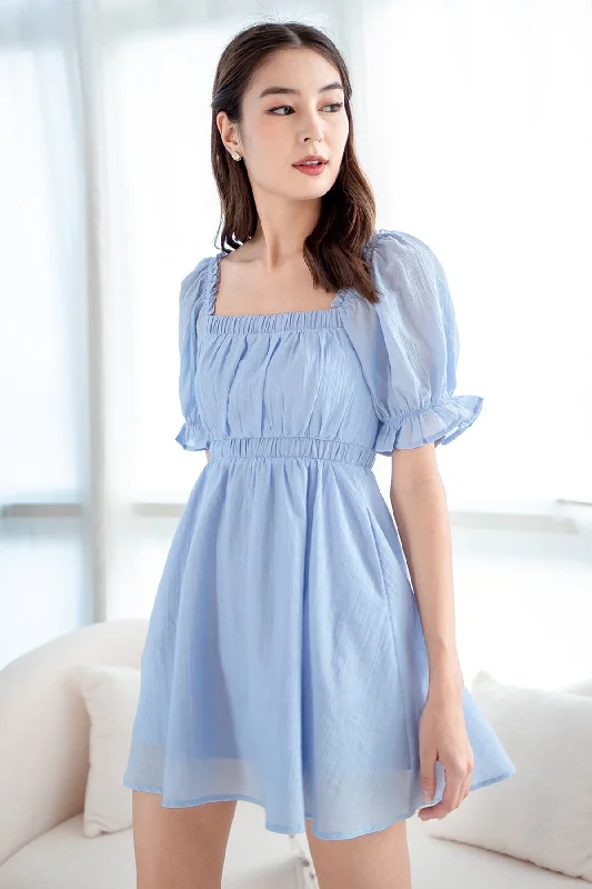 RICO PUFF SLEEVE DRESS IN BLUE Cocktail unclassified dresses