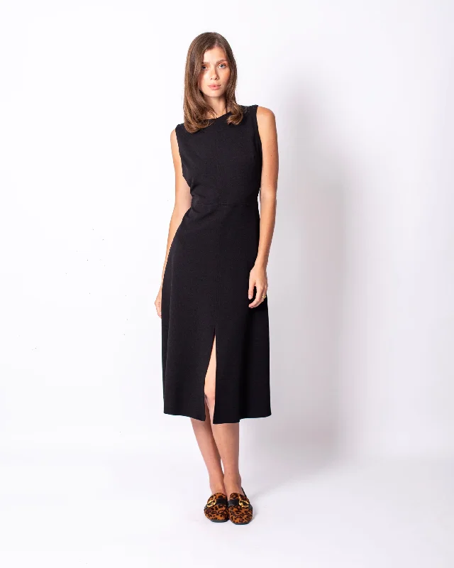 Round Neck Sleeveless Dress Black Fall unclassified dresses