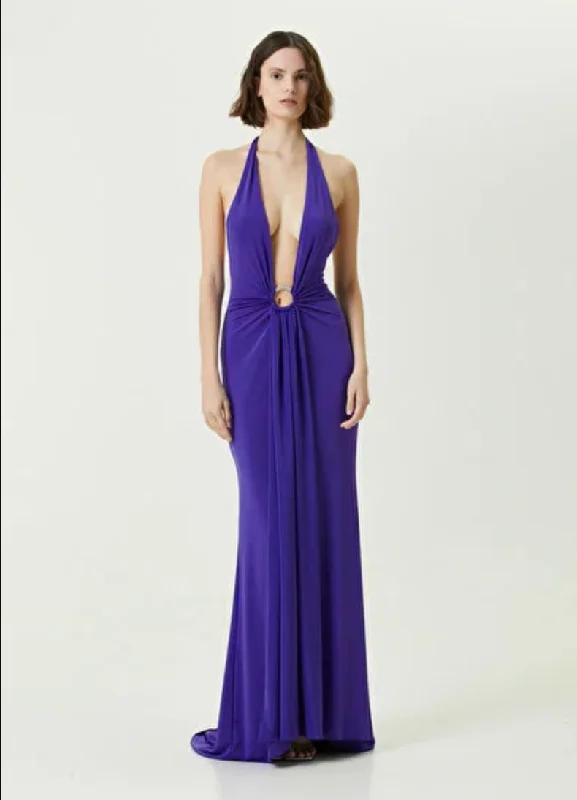 Ruby Purple Backless Jersey Dress Off-shoulder unclassified dresses