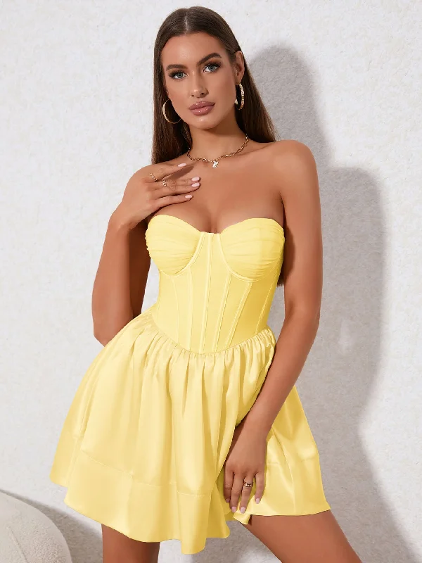 Ruffle Hem Bustier Tube Dress Minimalist unclassified dresses