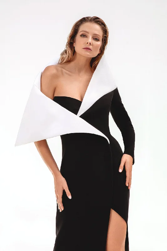 Silk crepe coat dress highlighted with a structured white collar Beach unclassified dresses