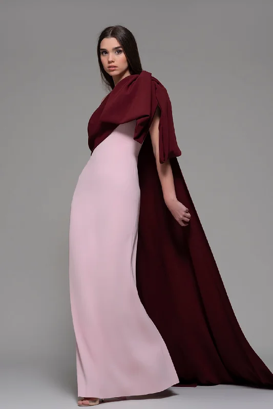 Sleeveless straight dress with draped cape Knitted unclassified dresses