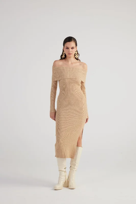 Tilda Knitwear Dress Beige Women's unclassified dresses