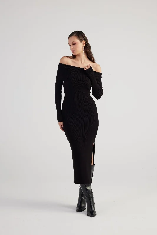 Tilda Knitwear Dress Black Holiday unclassified dresses