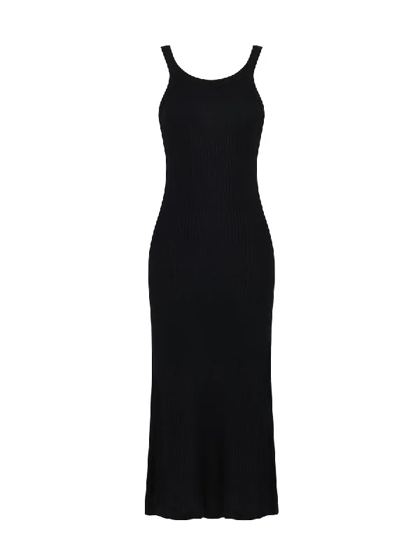 Ultra Comfort Scoop Neck Dress Black Minimalist unclassified dresses