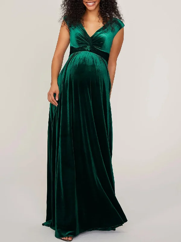 Velvet A-Line V-Neck Sleeveless Bridesmaid Dress-MB13773 Printed unclassified dresses