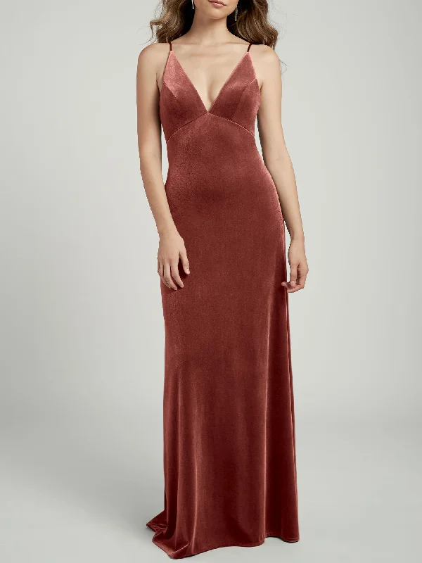 Velvet A-Line V-Neck Sleeveless Bridesmaid Dress-MB13781 Tulle unclassified dresses