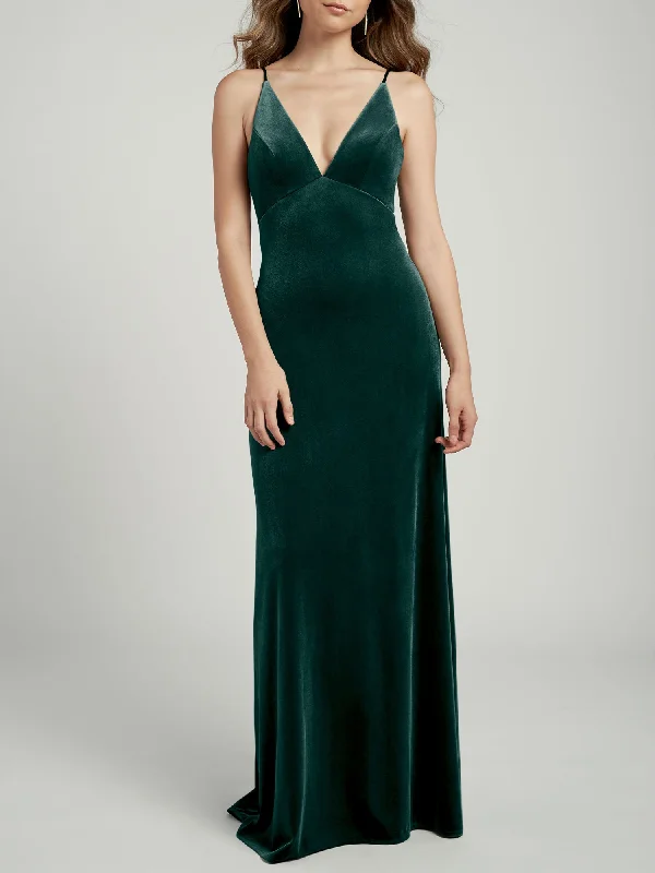 Velvet A-Line V-Neck Sleeveless Bridesmaid Dress-MB13783 Beach unclassified dresses