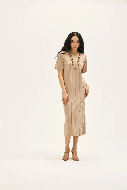 Viola Beige Rayon Dress Long unclassified dresses